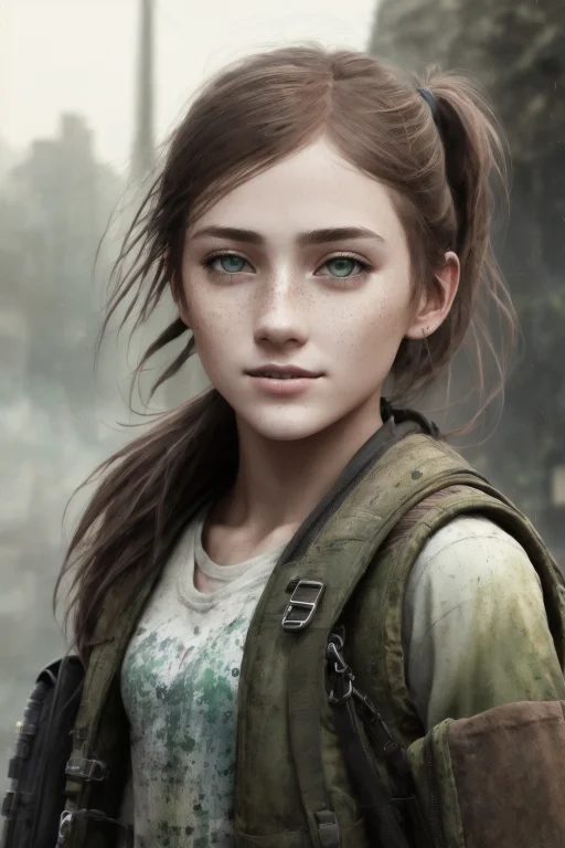 A Young Woman Ellie, Freckles, Green Eyes, Street Smiling, B...