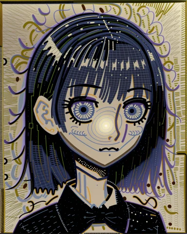 Girl, Skinny, Pixie Cut, Long Sidelocks, Streaked Hair, Blue... — Stable Diffusion AI Prompt: girl, skinny, pixie cut, long sidelocks, streaked hair, blue hair, black streaks...