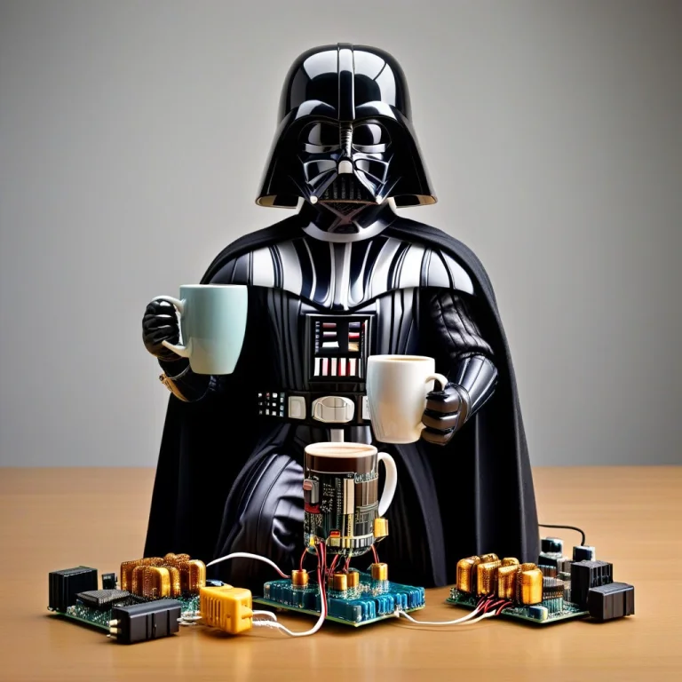 Darth Vader Holding Coffee Mug,transistors