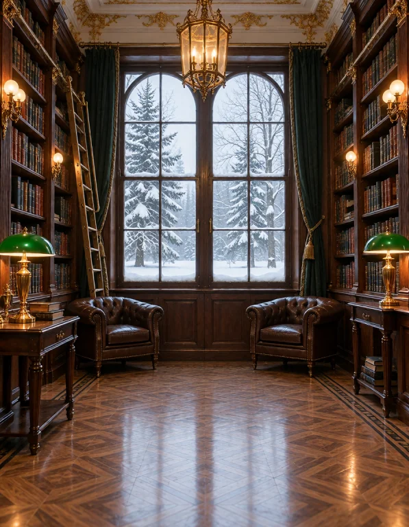 Ru551an 1n5t1tut3, Photorealistic Library, Floor-to-ceiling...