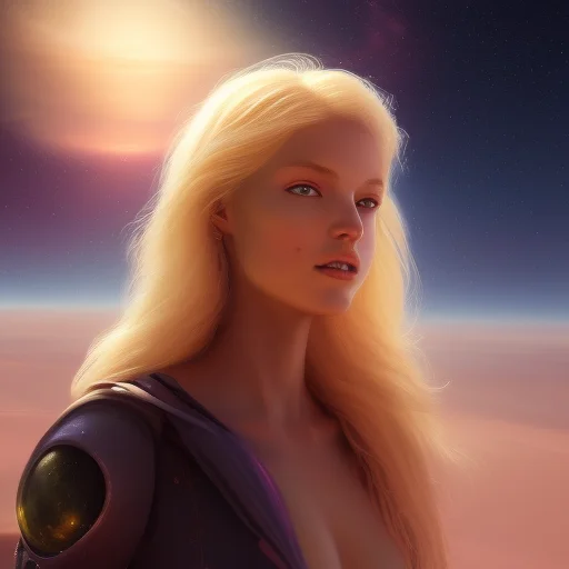 Young Happy Blonde Girl With Alien Clothes In The Crystaline...