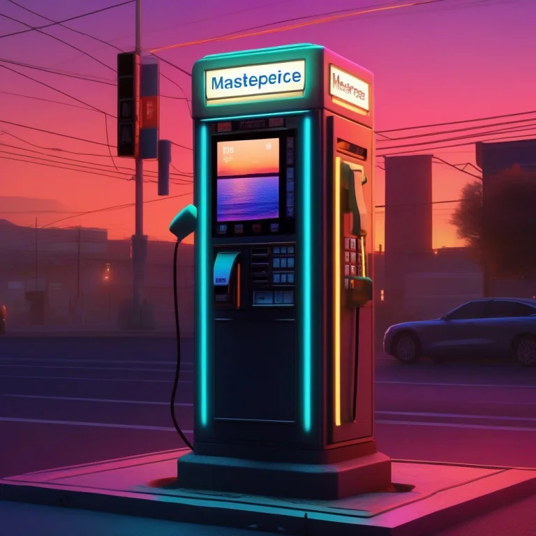Masterpiece, Best Quality, A Lone Payphone On A Neon-soaked...