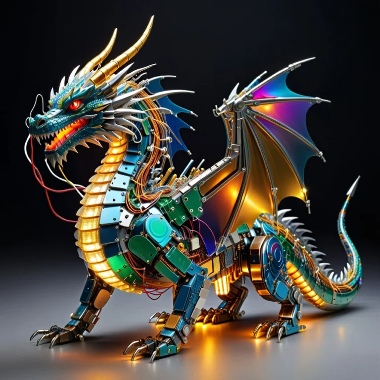 Transistors, Futuristic Dragon Built Entirely From Dense Col...