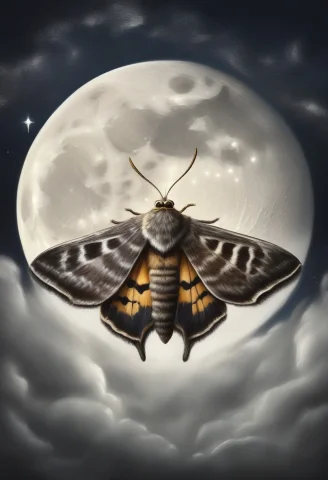 A Moth The Size Of A Sail Crossing The Moon, Oil Painting, H... — SDXL AI Prompt: a moth the size of a sail crossing the moon, oil painting, high angle shot, desa...
