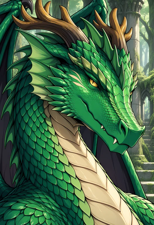 Draconicdragon. A Close Fantasy Portrait Focuses On A Clearl...