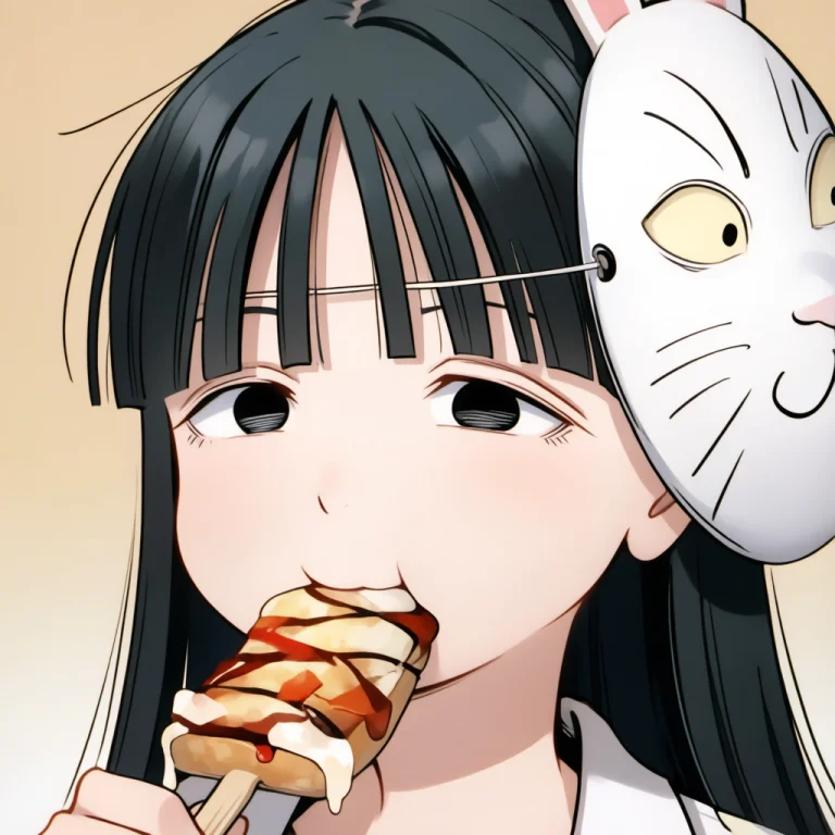 Yttatsuhime, 1girl, Solo, Bangs, Blunt Bangs, Tareme, Black...