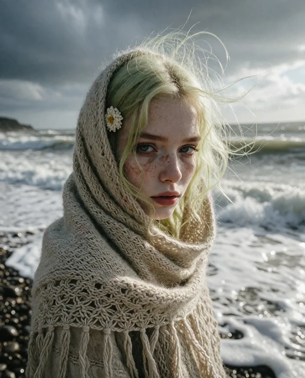 An Ultra-realistic Photograph Of A Young Woman Standing On A...