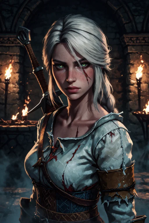 Digital Artwork Of Ciri From The Witcher, Pale Skin, Messy W...