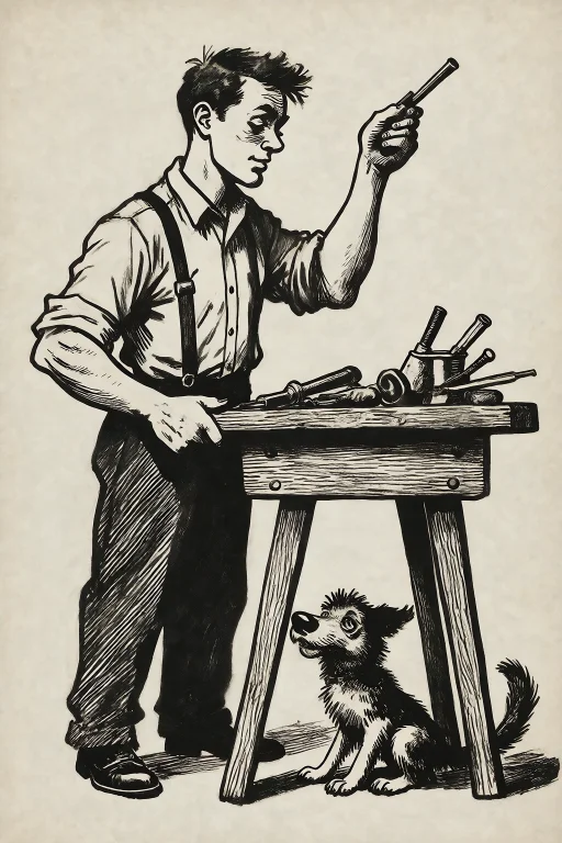 Flat Mid-century Soviet Book And Magazine Cartoon Line Art,...