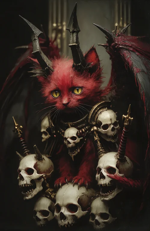 Errie High Quality Oil Painting Of A Feral Kitten Khorne War...