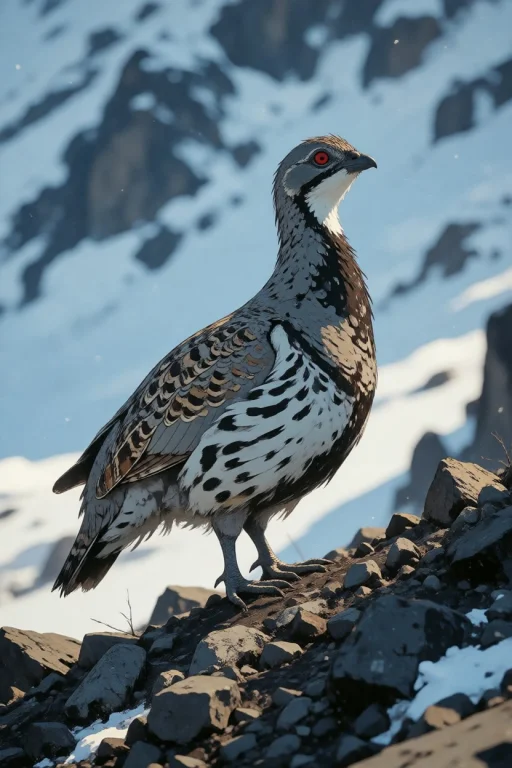 Nature, A Caspian Snowcock Standing On A Scree Ridge Of Moun...