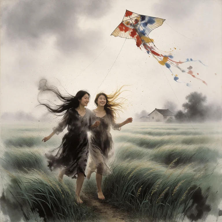 The Breeze Sings Louder Than Words When Children Chase Kites...