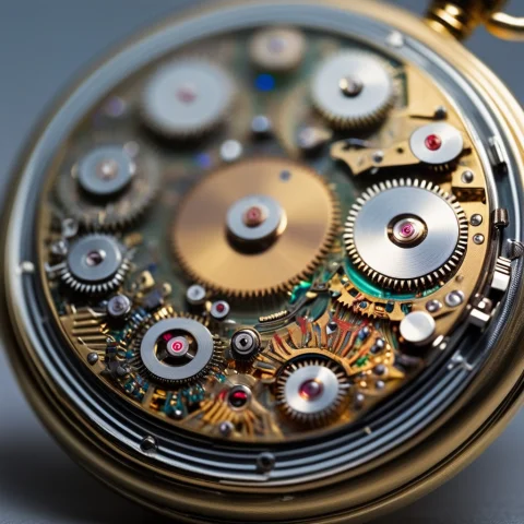A Macro Close-up Of A Vintage Pocket Watch, Where The Intern... — SDXL AI Prompt: A macro close-up of a vintage pocket watch, where the internal gears are replace...