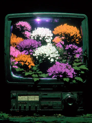 A Digital Artwork Depicting An Old, Vintage-style Television... — Stable Diffusion AI Prompt: a digital artwork depicting an old, vintage-style television set with a dark gre...