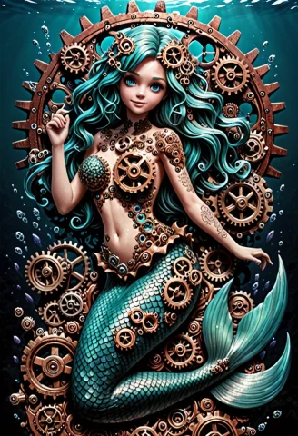 Mermaid Made From Gears — SDXL AI Prompt: mermaid made from gears