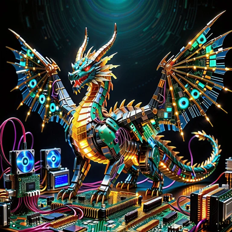 Transistorsxl Style, A Majestic Dragon Rearing Up With Wings...