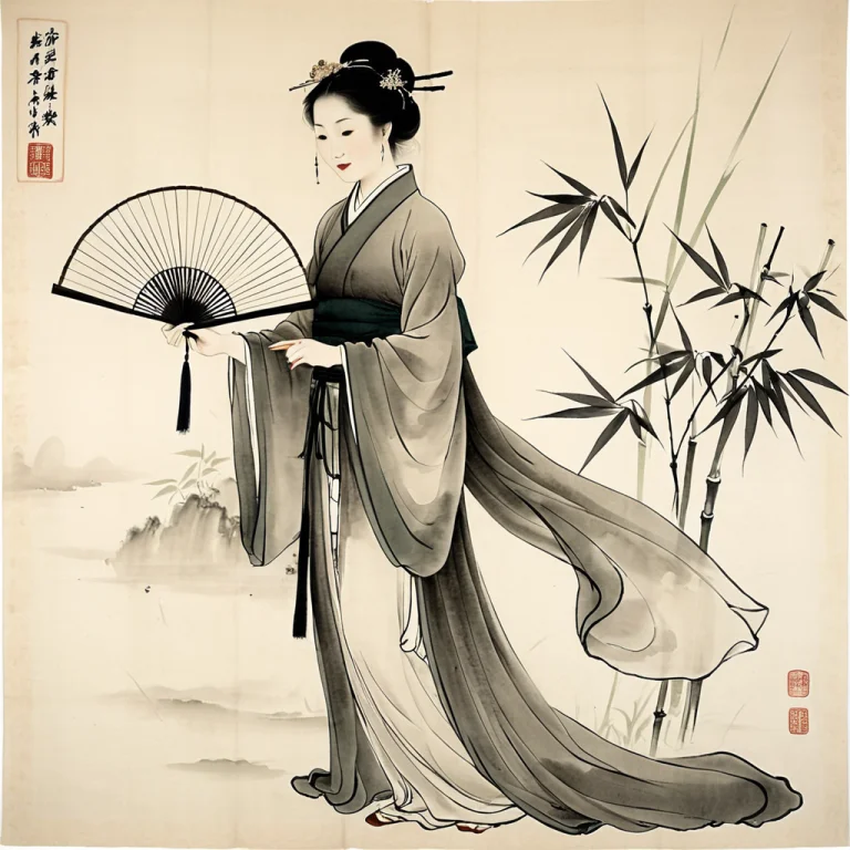 Traditional Chinese Ink Wash Portrait Painting, Shui Mo Styl...