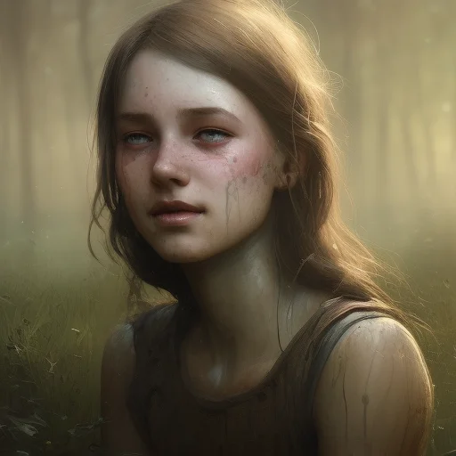 Young Happy Girl In The Mud,swamp Background,victorian, Conc...