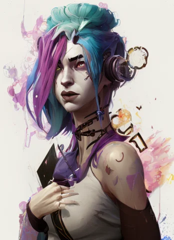 Arcane Style Drunken Sks Woman As Delirium From Sandman, Ha... — Stable Diffusion AI Prompt: arcane style drunken (sks woman) as delirium from sandman, ( hallucinating color...