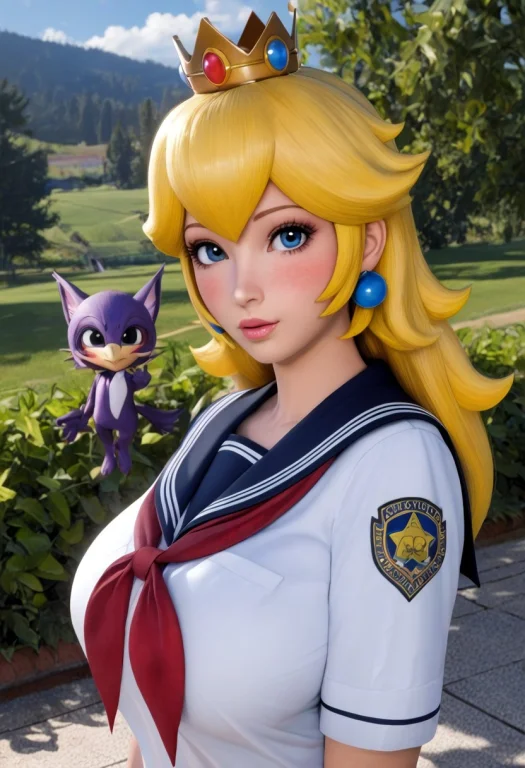 V3x-n41r, 1girl, Upper Body, Princess Peach, Sailor Uniform,...