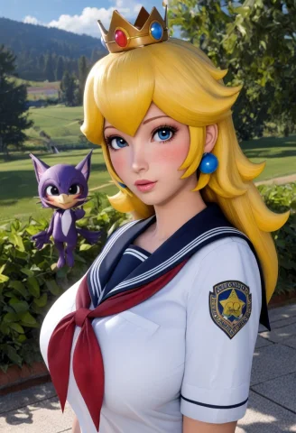 V3x-n41r, 1girl, Upper Body, Princess Peach, Sailor Uniform,... — Stable Diffusion AI Prompt: v3x-n41r, 1girl, upper body, princess peach, sailor uniform, blush, outdoors, so...