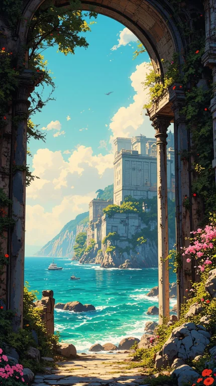 Anime Artwork A A Foreground Framing Composition, Shot Throu...