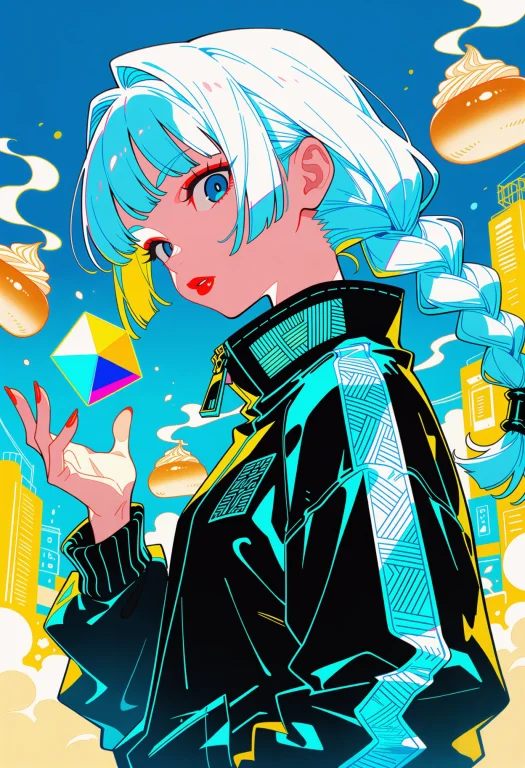 Masterpiece, Digital Anime Illustration In A Modern Pop Art...