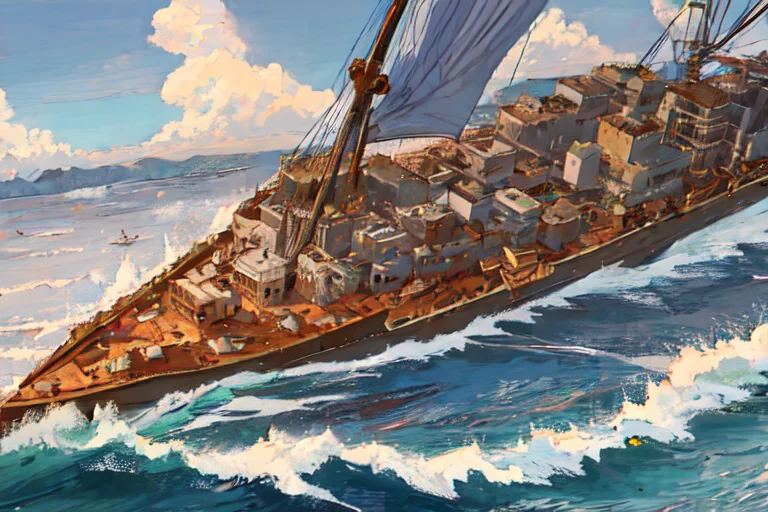 Masterpiece, Best Quality, Ultra-detailed, Illustration, Sea...
