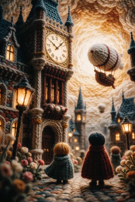 In A Yarn World Style, The Image Transforms Into A Cozy, Tex...