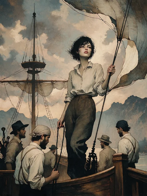 Bradhamel Art Style. A Young Woman With Dark, Tousled Hair,...