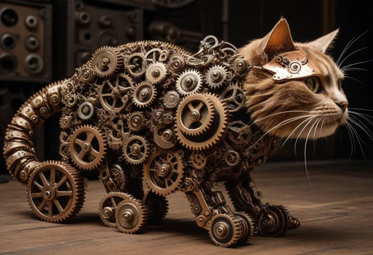 Gearstyle, An Enormous Fluffy House Cat Entirely Constructed...