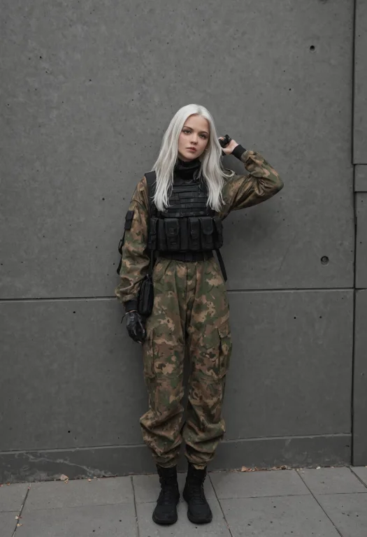 A Woman Leaning Against A Wall With Her Arm On Her Shoulder...