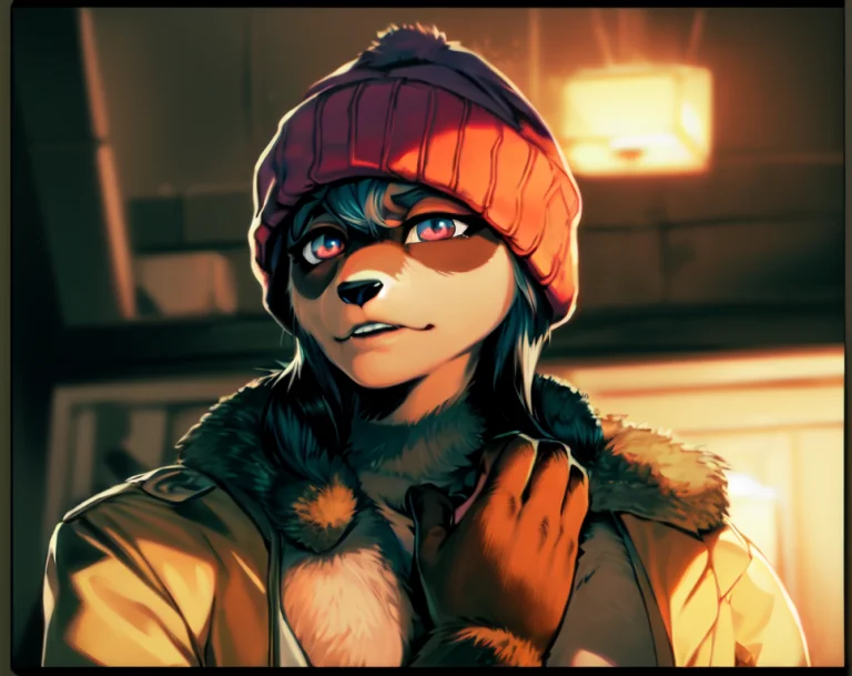 Furry Raccoon Girl, 1girl, Solo, Multicolored Eyes, Two-tone...