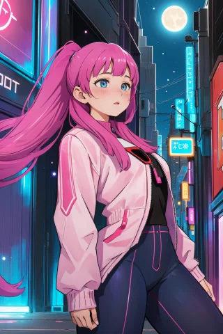 1girl, Loralibraryofruina0.8, Acid Colors Theme0.7 , Meek Te... — Stable Diffusion AI Prompt: 1girl, , (Acid colors theme:0.7) , Meek (Tesla of Joy:1.3) , city street, Moon i...