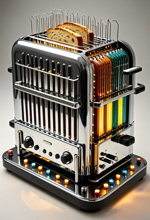 Transistors, Photorealistic, Chrome Toaster Rebuilt As A Den...