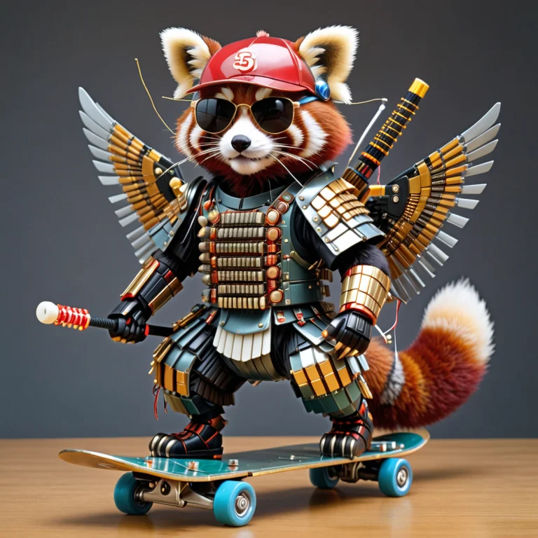 Red Panda1.1 Samurai Made Out Of Transistors, Japanese Armor...