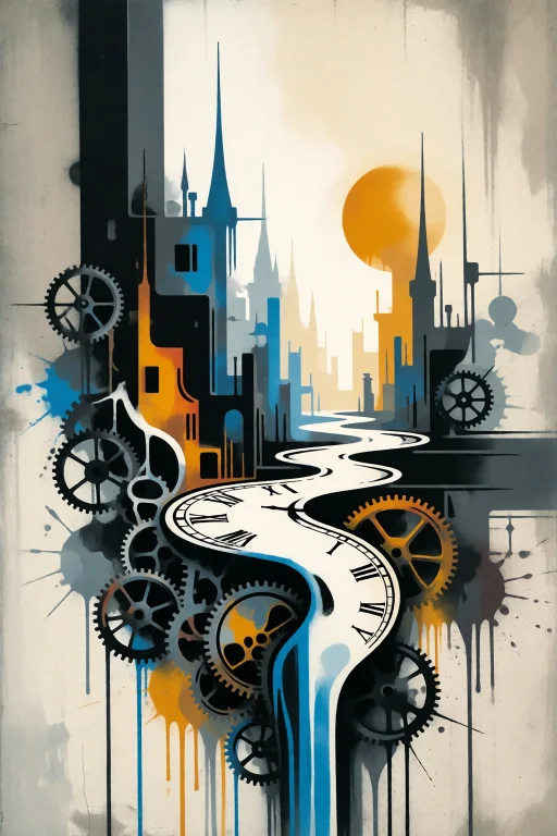 Strangedaal. Multilayer Stencil Graffiti Of A Surreal Citysc...
