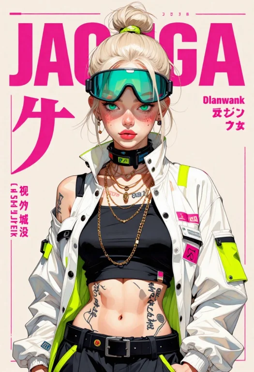 Ultra-detailed Anime Fashion Poster, Cyberpunk Streetwear Ae...