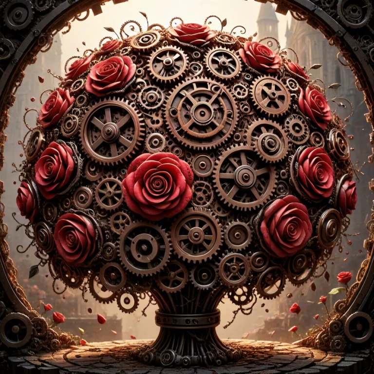 Masterpiece, Ultra Detailed, Roses Bouquet Made Of Gears, Sc...