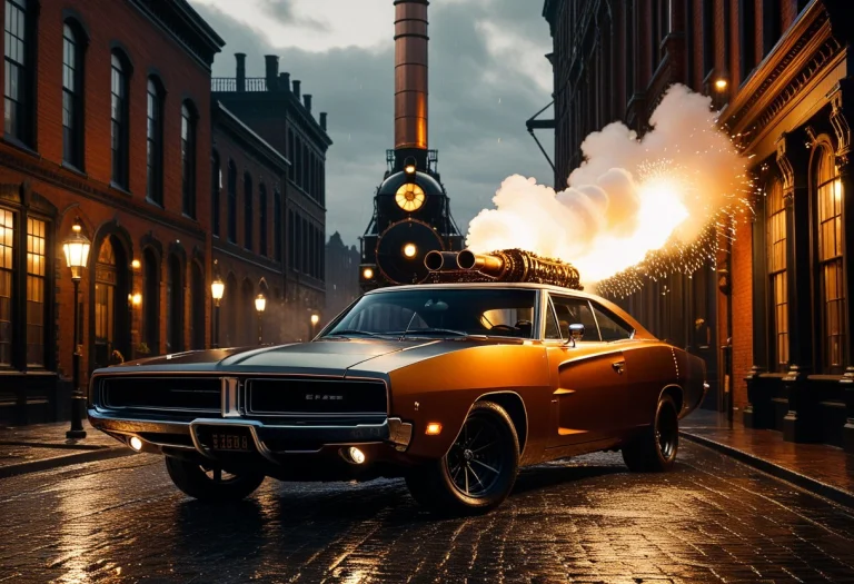 1969 Dodge Charger, 6-door Armored Muscle Car, Steampunk Mac...