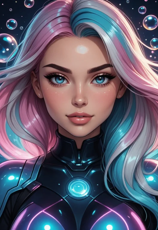 Woman Face Closeup, Split-color Hair, , Spectacular, Spectac...