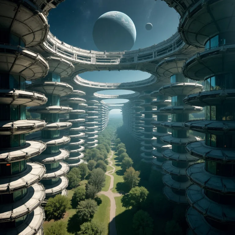 Liminal, Landscape, A Realistic Photo Inside A Ringworld Spa...
