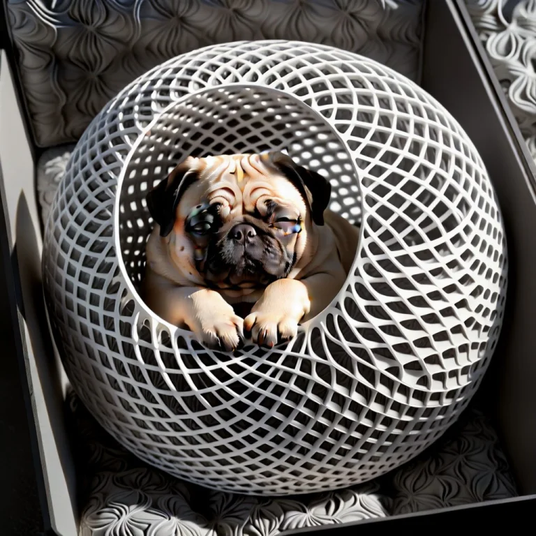 A High-end Studio Macro Photograph Of A Plump, Sleeping Pug...