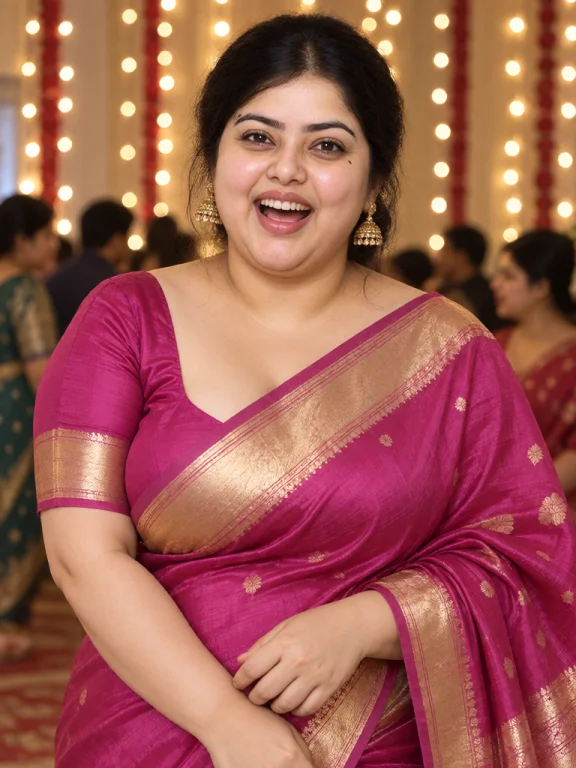 Zxpiyali Woman, 32 Years Old, Waist-up, Laughing, Magenta Si...