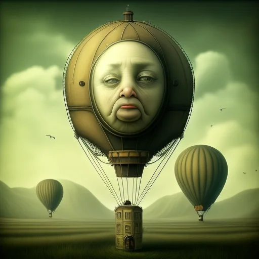 Surrealsteampunkai, A Hot Air Balloon With A Face On It