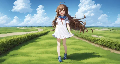 Best Quality, Masterpiece, Solo, 1girl, Brown Hair, Ahoge Lo... — Stable Diffusion AI Prompt: best quality, masterpiece, solo, 1girl, brown hair, ahoge long hair, red eyes, m...
