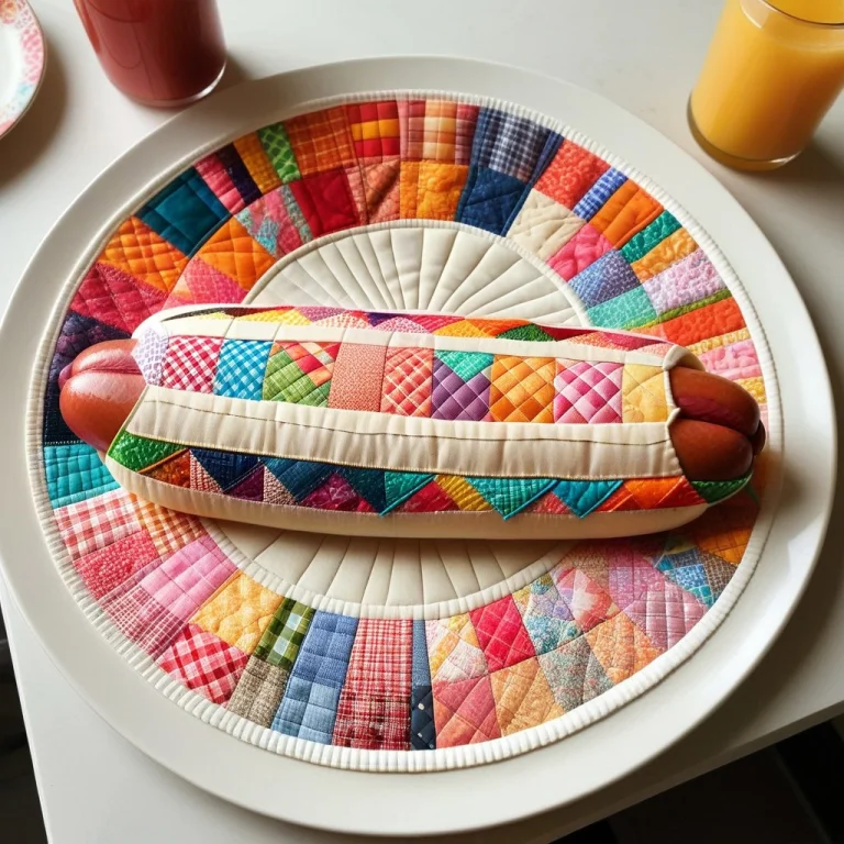 Ptchwrk, A Big Juice Hotdog, Made Of Quilt, Textile Art, Wea...