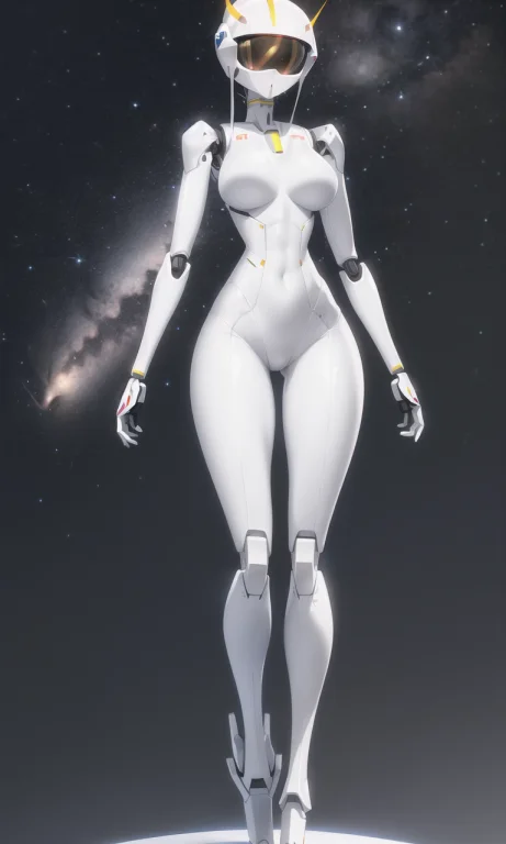 One Robot On The Moon, 20m Tall Robot, White Body, Tall Head...
