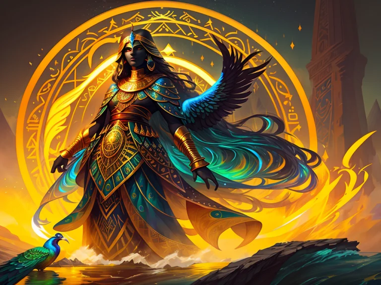 Isis The Goddess Of Rainbow, Egyptian Woman, Peacock Feather...