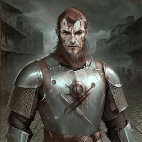 Lorawrc1, Wrc Style, Man With Scar On Face, Static Pose, Bru... — Stable Diffusion AI Prompt: , wrc style, man with scar on face, static pose, brutal look, steel armor, medie...